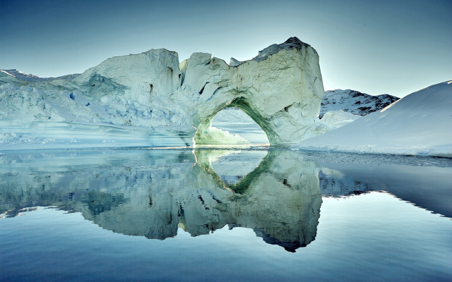 Iceberg reflection mountains blue sky free wallpaper for desktop - medium preview image
