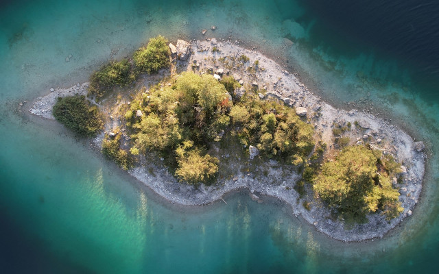 Aerial island ocean trees animals free wallpaper for desktop - medium preview image