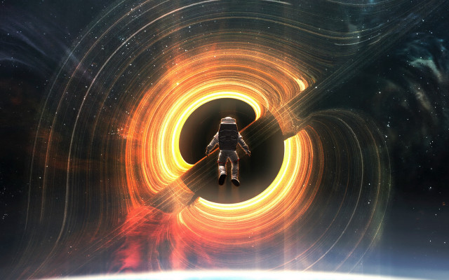 Space station astronaut spiral light free wallpaper for desktop - medium preview image