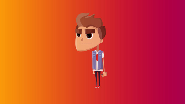 Cartoon character red background orange free wallpaper for desktop - medium preview image