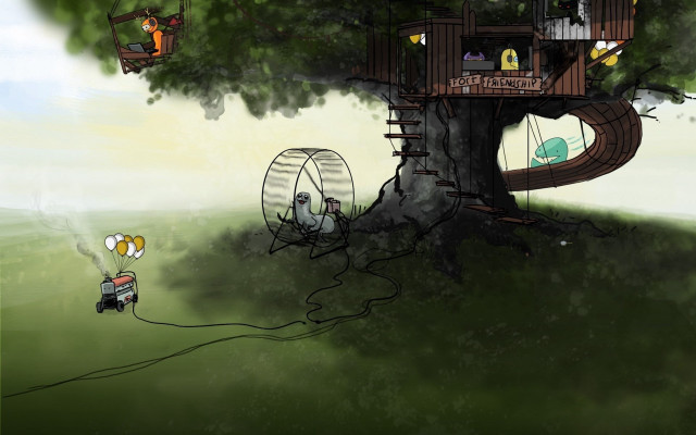 Tree house man hammock tree free wallpaper for desktop - medium preview image