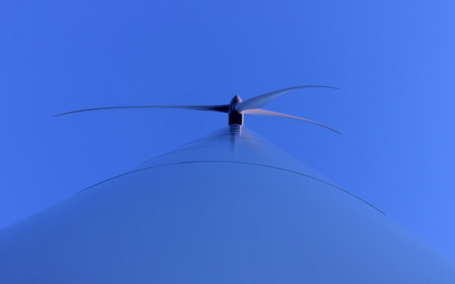 Wind turbine blue sky bird free wallpaper for desktop - medium preview image