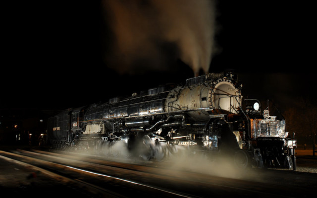 Train night smoke tracks person free wallpaper for desktop - medium preview image