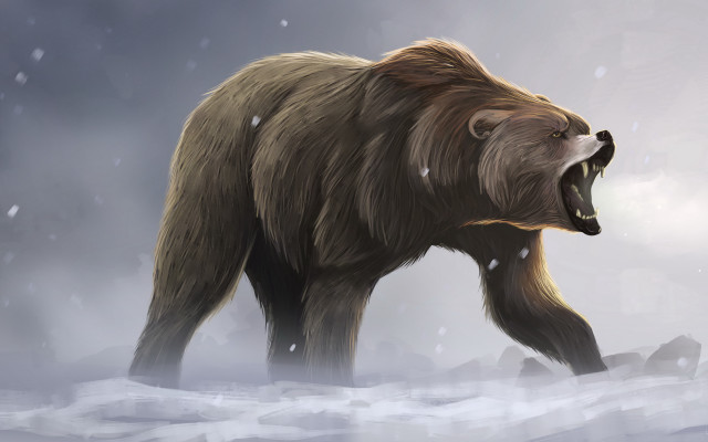 Bear snowstorm open mouth walking free wallpaper for desktop - medium preview image