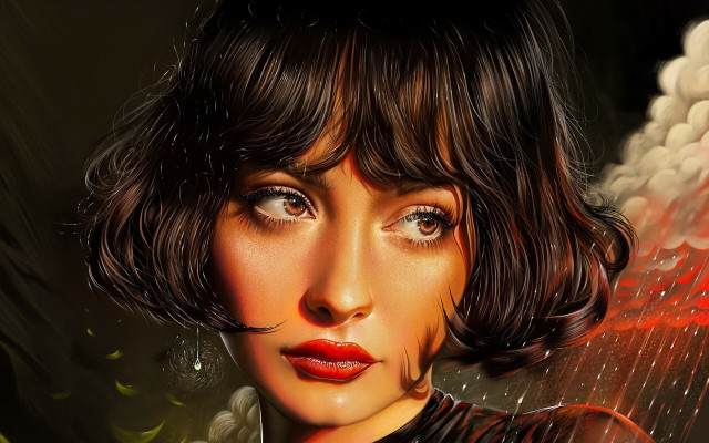 Woman red lipstick black dress #9 free wallpaper for desktop - medium preview image