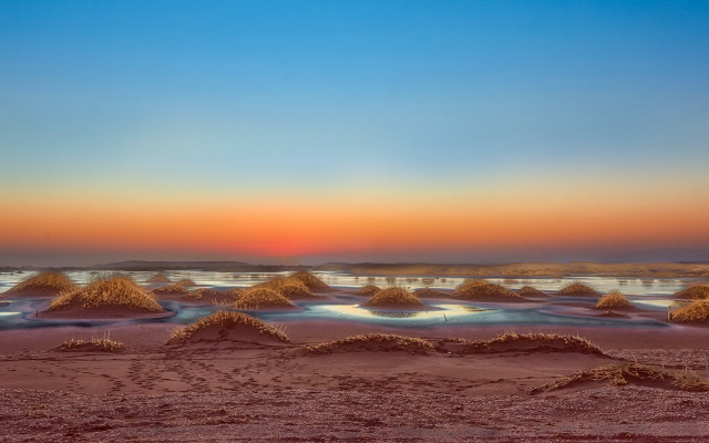Beach sand mounds sunset blue #2 free wallpaper for desktop - medium preview image