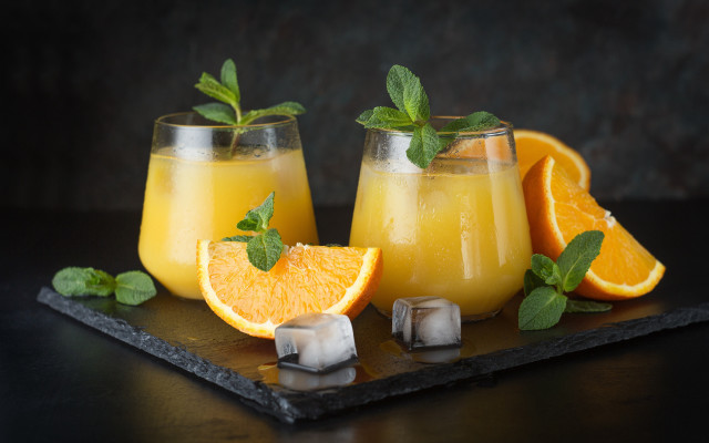 Orange juice glasses ice mint free wallpaper for desktop - medium preview image