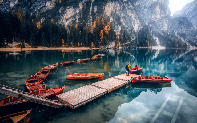 Lake mountains dock portrait nature free wallpaper for desktop - medium preview image