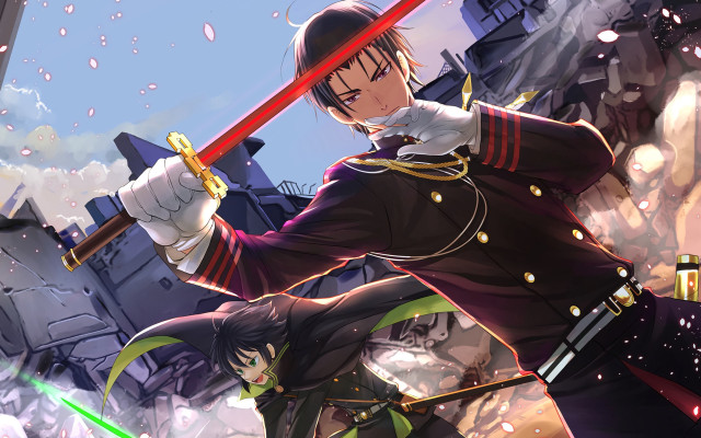 Man uniform sword building snow free wallpaper for desktop - medium preview image