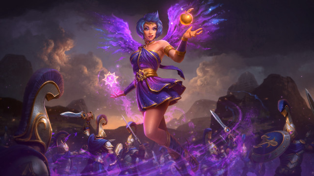 Purple dress woman sword ball free wallpaper for desktop - medium preview image