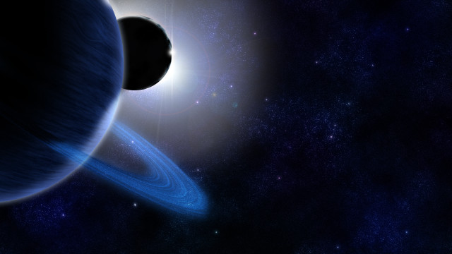 Blue planet ring stars bright free wallpaper for desktop - medium preview image