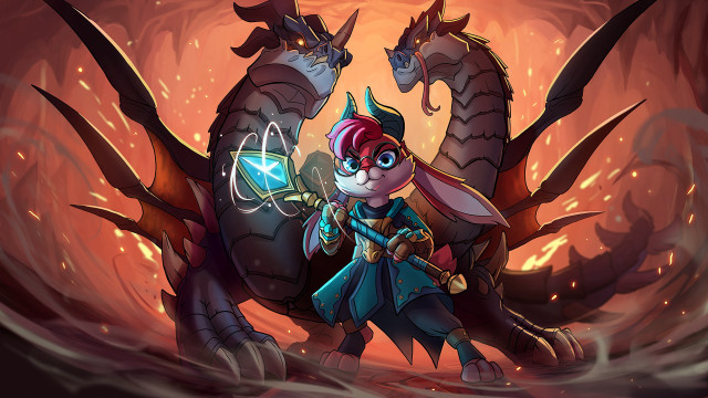 Cartoon character sword dragon glowing free wallpaper for desktop - medium preview image