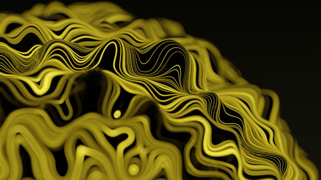 Yellow abstract wavy lines black free wallpaper for desktop - medium preview image