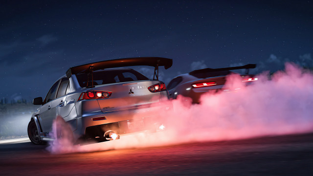 Cars smoke exhaust taillights photorealism free wallpaper for desktop - medium preview image
