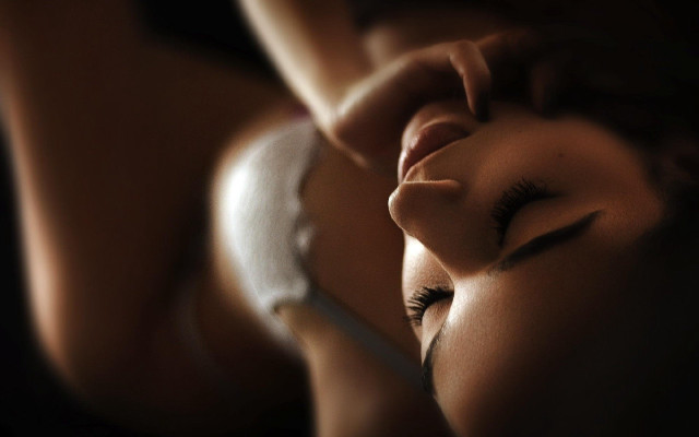 Woman resting closed eyes sensual free wallpaper for desktop - medium preview image