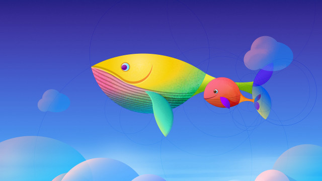 Fish colorful tail yellow body free wallpaper for desktop - medium preview image