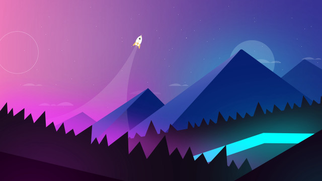 Colorful landscape rocket mountain lake free wallpaper for desktop - medium preview image