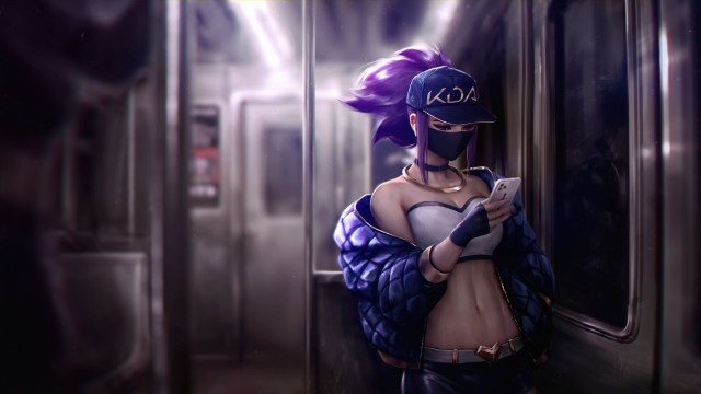 Akali cyberpunk baseballuniform phone graffiti free wallpaper for desktop - medium preview image