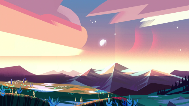 Mountains sky sun stars landscape free wallpaper for desktop - medium preview image