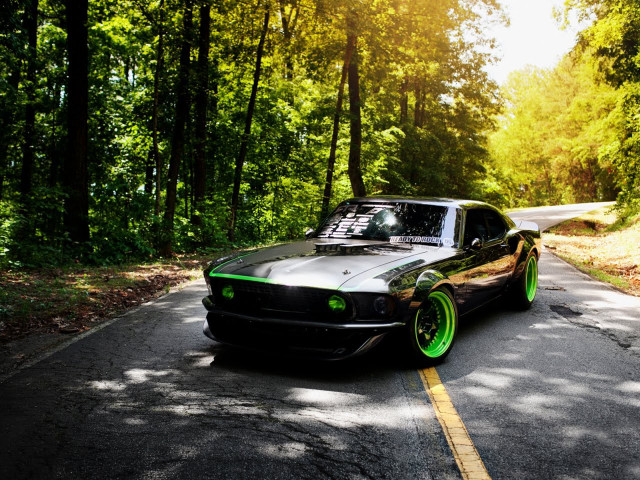 Car parked road trees forest free wallpaper for desktop - medium preview image