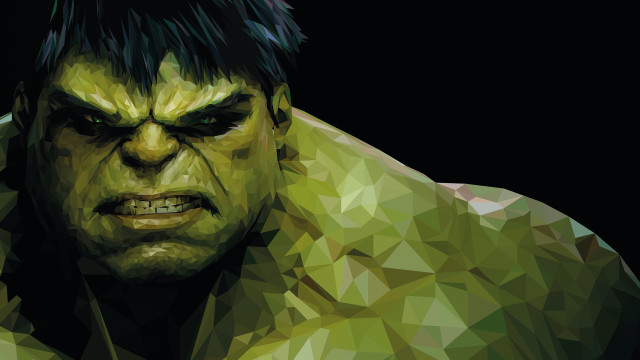 Hulk intense face lowpoly blackbackground free wallpaper for desktop - medium preview image