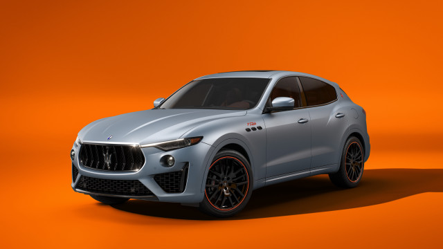 Silver maserati suv orange gradient free wallpaper for desktop - medium preview image