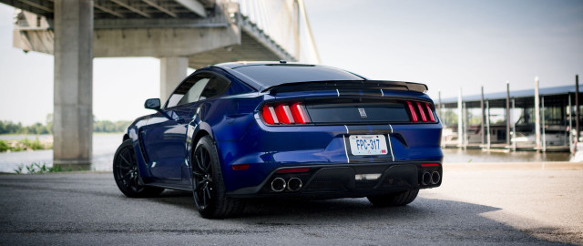 Blue mustang bridge side profile free wallpaper for desktop - medium preview image