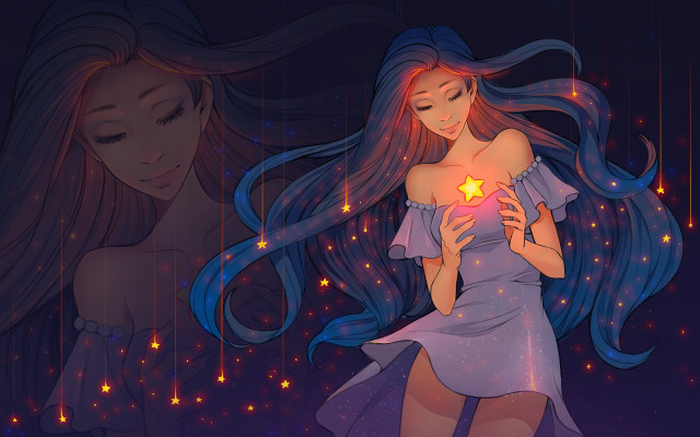 Woman star holding girl aurora free wallpaper for desktop - medium preview image