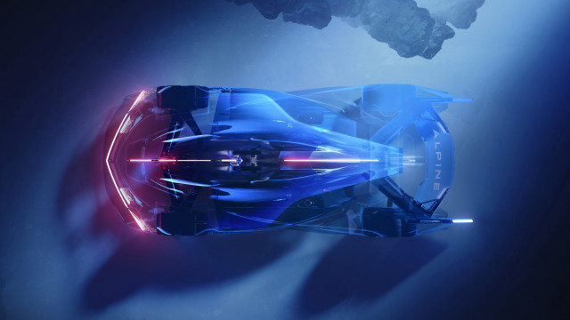 Futuristic red light aircraft blue free wallpaper for desktop - medium preview image