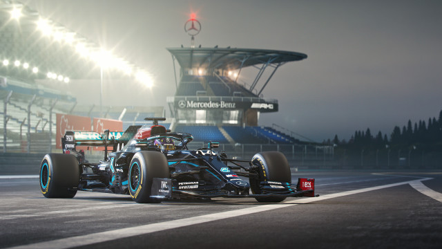 Racecar stadium night 4k photorealism free wallpaper for desktop - medium preview image