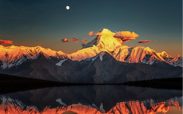 Mountain lake moon cloud autumn free wallpaper for desktop - medium preview image