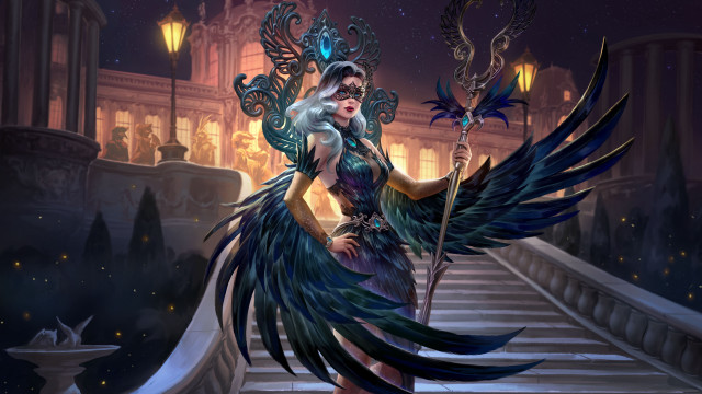 Woman sword bird staircase fantasy free wallpaper for desktop - medium preview image