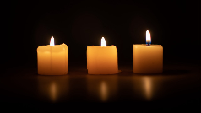 Three lit candles dark orphism free wallpaper for desktop - medium preview image