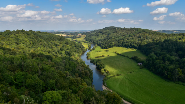 River forest hills blue sky free wallpaper for desktop - medium preview image