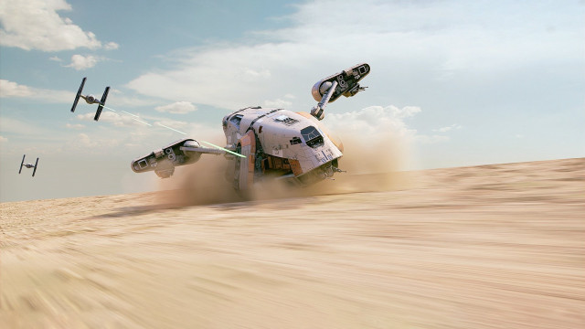 Star wars vehicle desert flying free wallpaper for desktop - medium preview image