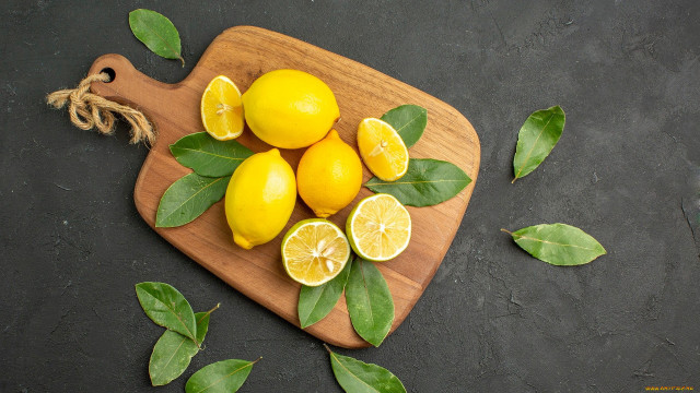 Cutting board lemons leaves rope free wallpaper for desktop - medium preview image
