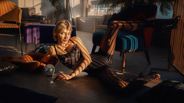 Woman sitting wine jewelry male free wallpaper for desktop - medium preview image