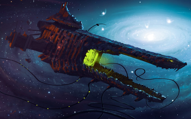 Space station galaxy spiral bright free wallpaper for desktop - medium preview image