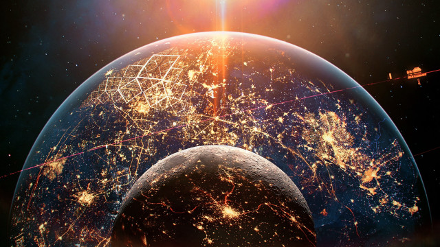 Earth space star aurora moon free wallpaper for desktop - medium preview image