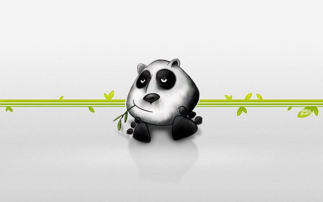 Panda green plant white floor #2 free wallpaper for desktop - medium preview image