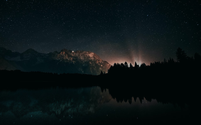 Night sky stars mountain lake #2 free wallpaper for desktop - medium preview image