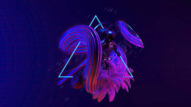 Neon triangle holographic palm tree free wallpaper for desktop - medium preview image