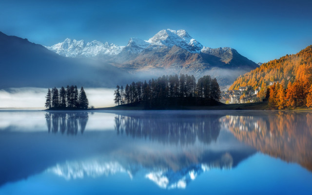 Lake mountains trees blue sky #50 free wallpaper for desktop - medium preview image