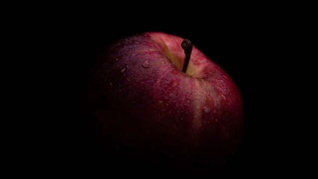 Red apple water droplets dark #3 free wallpaper for desktop - medium preview image