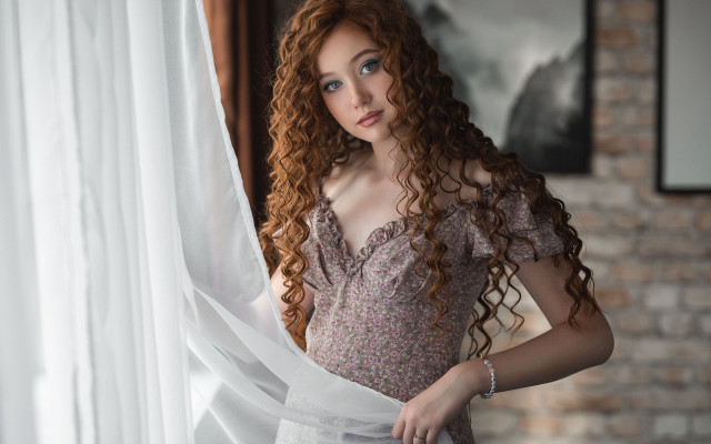 Elina karimova rococo woman curly free wallpaper for desktop - medium preview image