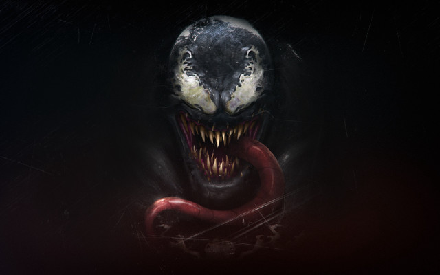 Creepy alien sharp teeth red free wallpaper for desktop - medium preview image