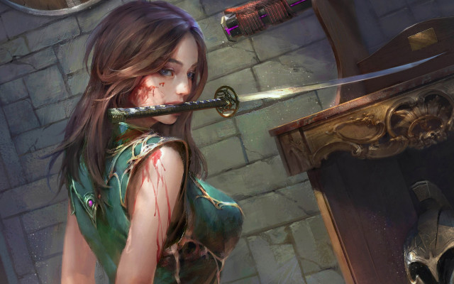 Woman knife blood door bayard free wallpaper for desktop - medium preview image