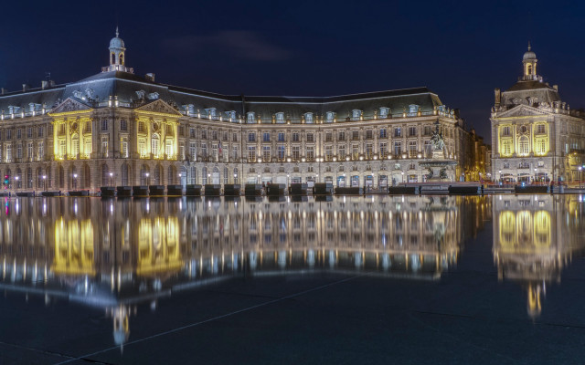 Night cityscape clocktower reflection architecture free wallpaper for desktop - medium preview image