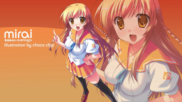 Anime girls long hair brown free wallpaper for desktop - medium preview image