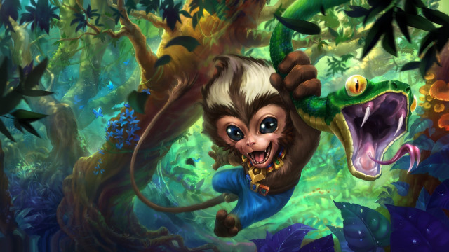 Monkey snake jungle forest nature free wallpaper for desktop - medium preview image